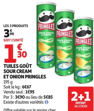 Tuiles Goût Sour Cream et Onion Pringles