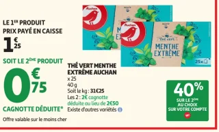 Thé vert menthe extrême Auchan