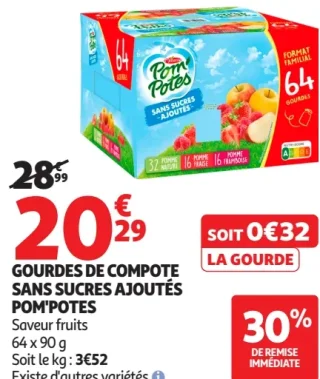 Gourdes de compote sans sucres ajoutés Pom'Potes