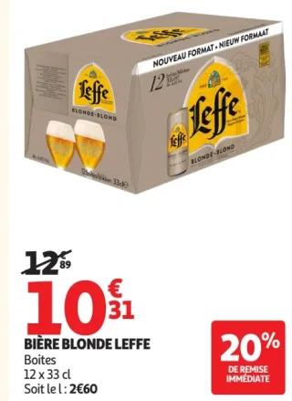 BIÈRE BLONDE LEFFE Boites 12 x 33 cl
