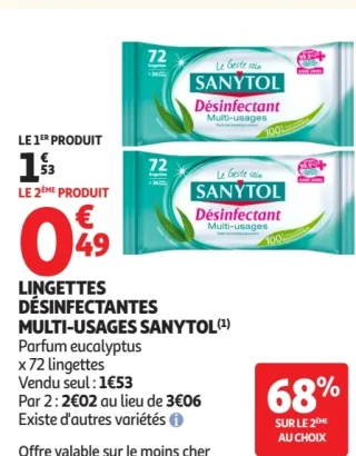Lingettes désinfectantes multi-usages Sanytol