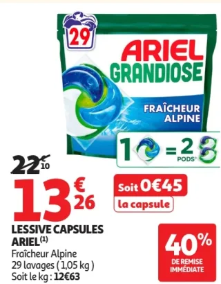 Lessive capsules Ariel Fraîcheur Alpine