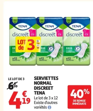 Serviettes Normal Discreet Tena