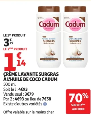 Crème lavante surgras à l'huile de coco Cadum