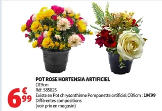 POT ROSE HORTENSIA ARTIFICIEL