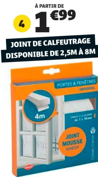 Joint de calfeutrage caoutchouc 4m