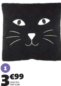 Coussin chat noir GiFi