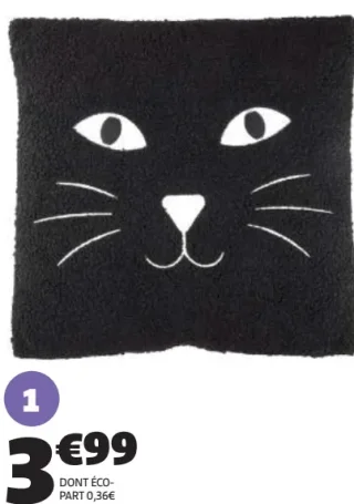 Coussin chat noir GiFi