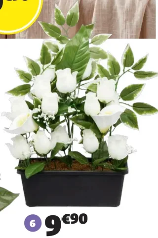 Jardinière roses et arums 20 têtes GiFi H.46 cm