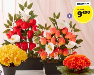 Jardinière roses et arums 20 têtes