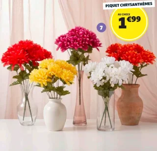 Piquet chrysanthèmes 9 têtes