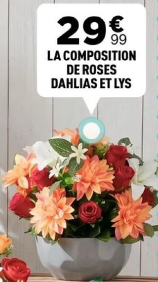 La Composition de Roses Dahlias et Lys