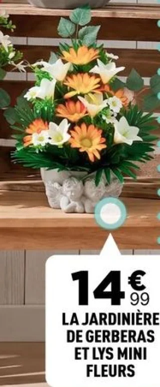 La Jardinière de Gerberas et Lys mini fleurs