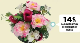 La composition de pivoines et roses