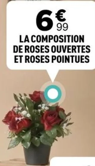 LA COMPOSITION DE ROSES OUVERTES ET ROSES POINTUES