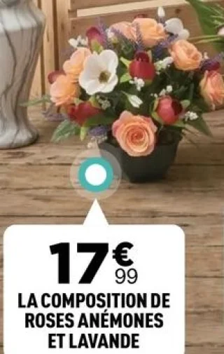 LA COMPOSITION DE ROSES ANÉMONES ET LAVANDE