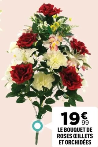 Le bouquet de roses œillets et orchidées