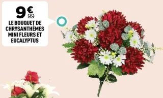 Le bouquet de chrysanthèmes mini fleurs et eucalyptus