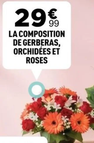 LA COMPOSITION DE GERBERAS, ORCHIDÉES ET ROSES