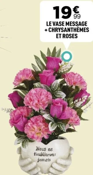 Le vase message + chrysanthèmes et roses