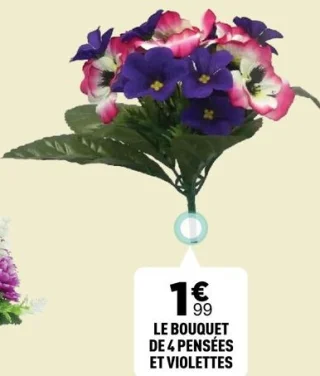 Le bouquet de 4 pensées et violettes