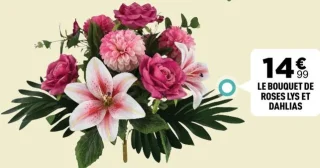 Le bouquet de roses lys et dahlias