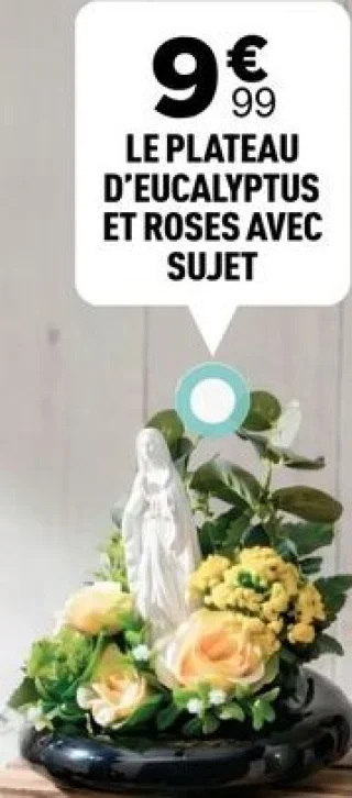 Le plateau d'eucalyptus et roses avec sujet