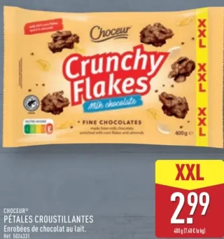 Pétales croustillantes enrobées de chocolat au lait Choceur Crunchy Flakes