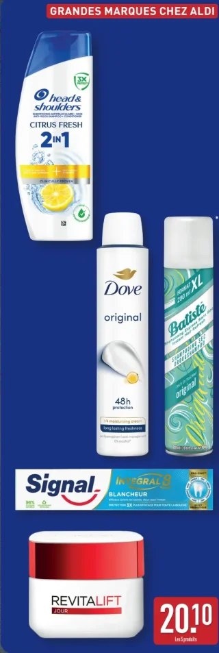 Sélection de 5 produits Grandes Marques (Head & Shoulders, Dove, Batiste, Signal, L'Oréal)