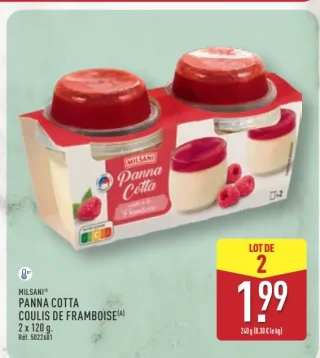 Milsani Panna cotta coulis de framboise