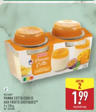 Milsani Panna cotta coulis aux fruits exotiques