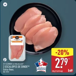 ST-CLÉMENT LE VOLAILLER® 2 ESCALOPES DE DINDE Extra-fines