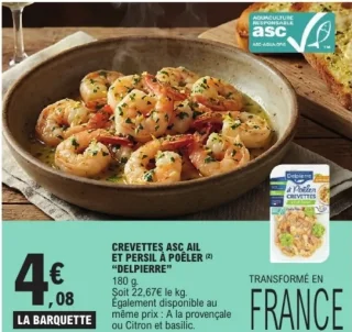 Crevettes ASC ail et persil à poêler Delpierre