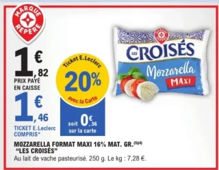 MOZZARELLA FORMAT MAXI 16% MAT. GR. "LES CROISÉS"