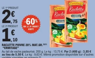 RACLETTE POIVRE 28% MAT.GR. "ERMITAGE"