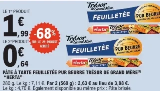 PÂTE À TARTE FEUILLETÉE PUR BEURRE TRÉSOR DE GRAND MÈRE "HERTA"