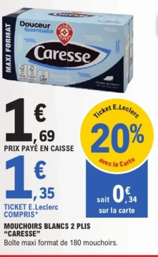 Mouchoirs Blancs 2 Plis Caresse