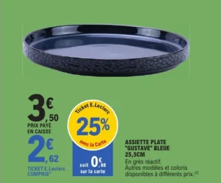 Assiette Plate "Gustave" Bleue 25,5cm