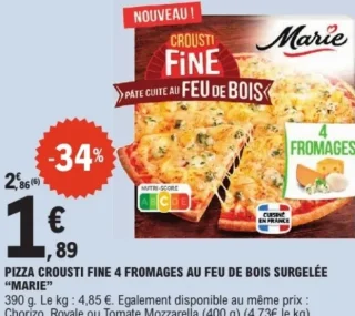 PIZZA CROUSTI FINE 4 FROMAGES AU FEU DE BOIS SURGELÉE "MARIE"