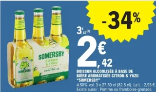 Boisson alcoolisée à base de bière aromatisée citron & yuzu Somersby