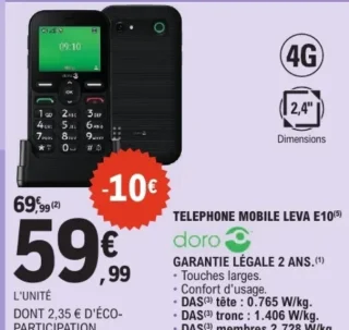 Téléphone mobile doro Leva E10