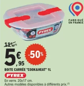 Boite carrée "Cook&Heat" 1L Pyrex