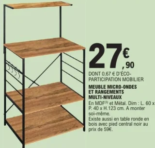 Meuble micro-ondes et rangements multi-niveaux