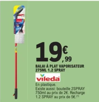 Balai à plat vaporisateur 275ml 1.2 Spray Vileda