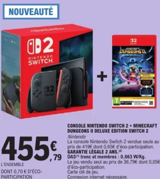 Console Nintendo Switch 2 + Minecraft Dungeons II Deluxe Edition Switch 2