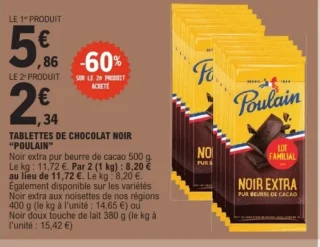 TABLETTES DE CHOCOLAT NOIR "POULAIN"