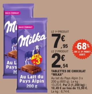 TABLETTES DE CHOCOLAT "MILKA"