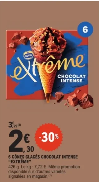 6 Cônes Glacés Chocolat Intense Extrême