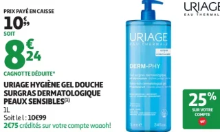 URIAGE HYGIÈNE GEL DOUCHE SURGRAS DERMATOLOGIQUE PEAUX SENSIBLES