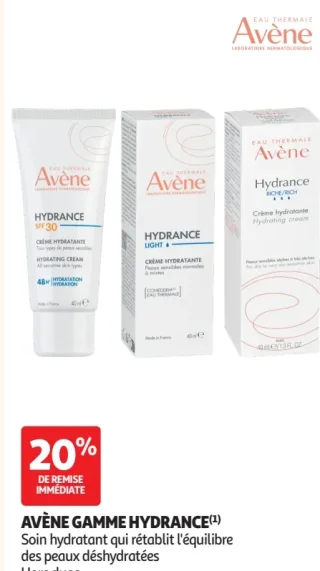 AVÈNE GAMME HYDRANCE - Soin hydratant qui rétablit l'équilibre des peaux déshydratées